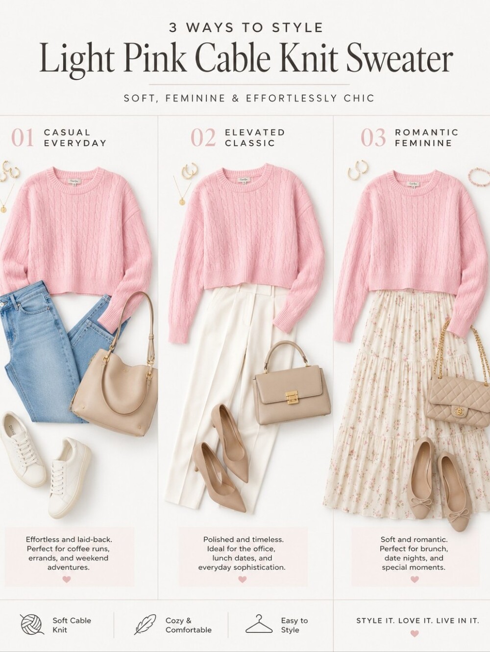 Faded Rose | Pink Cable Knit Cropped Sweater | Medium | Soft Feminine Cozy - Picture 3 of 8